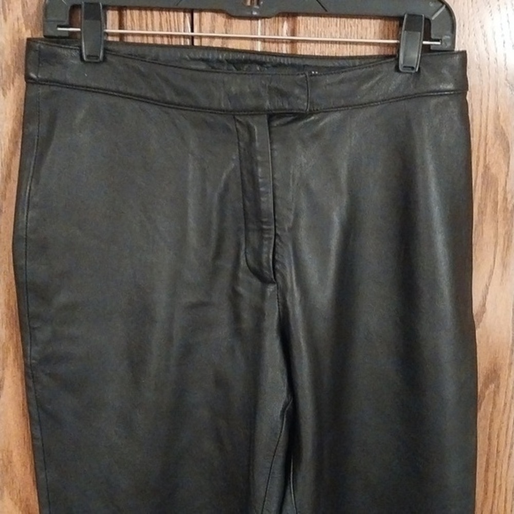 III State Women's Vintage Black Leather Pants Size 8 Straight Leg High Rise‎ Y2K